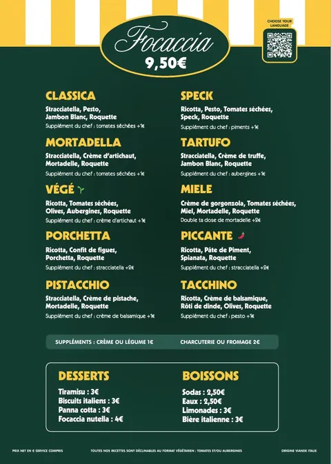 Le menu Bart : une carte courte, un prix unique