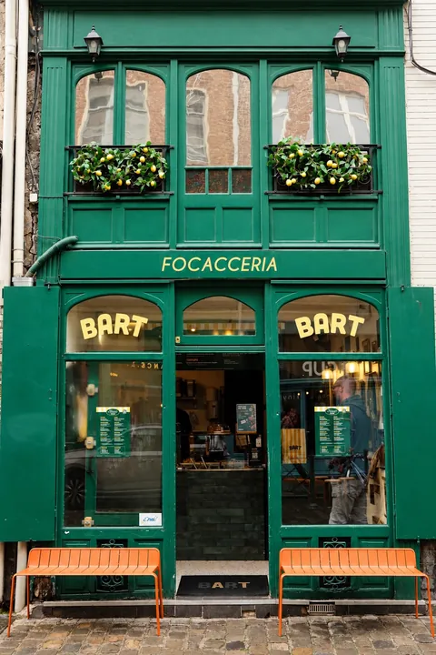 Façade verte de la focacceria Bart de Lille